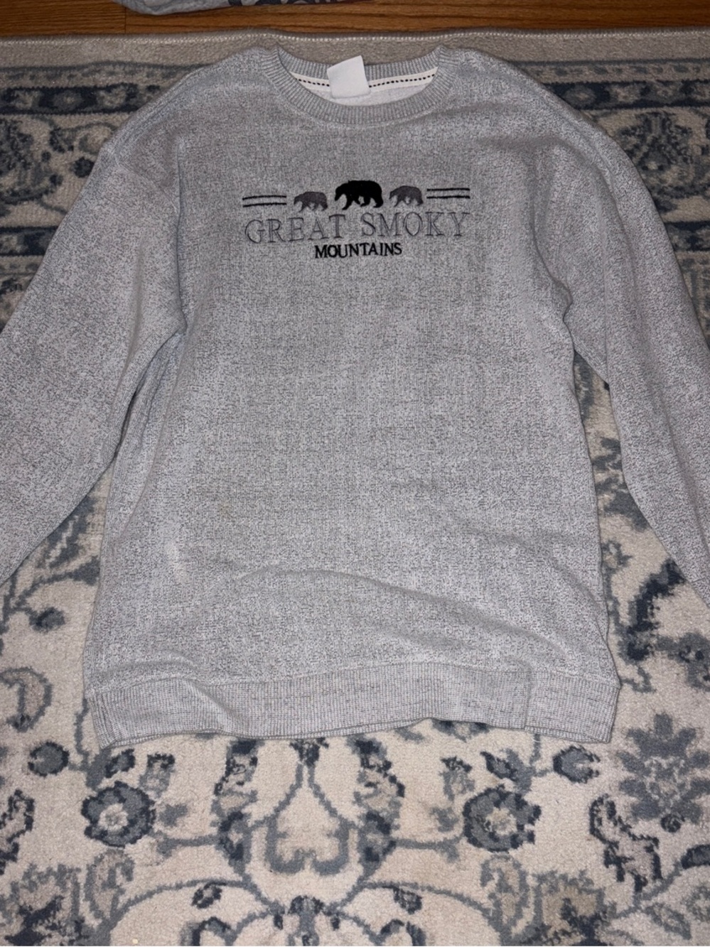 Men's Gray Crewneck Sweater with Great Smoky Mountains Graphic